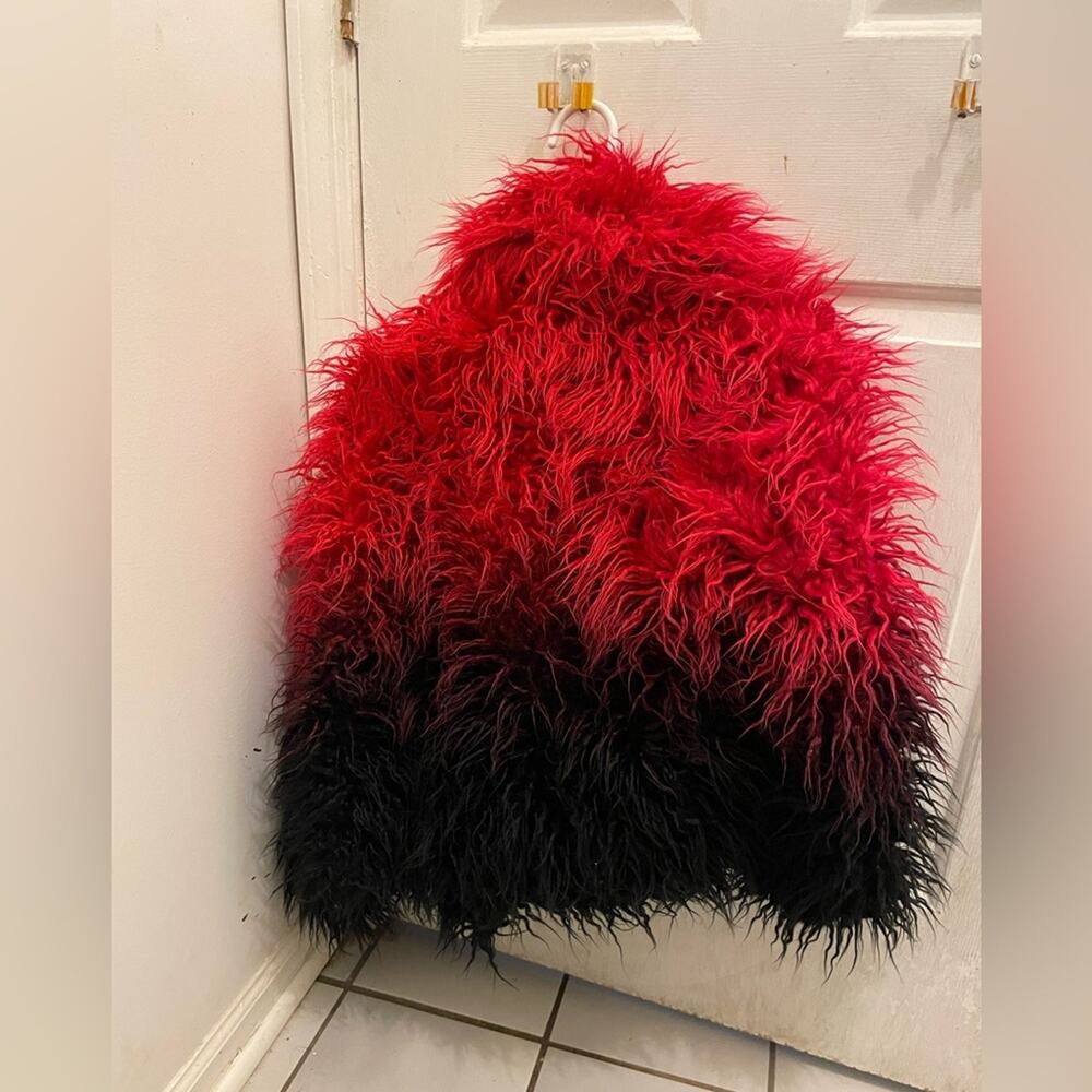 Ombré red black shag jacket - Picture 9 of 12